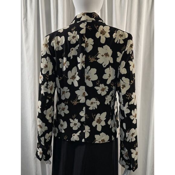 Ann Taylor Loft Floral Open Front Blazer, Black & Ivory, Sz: S, 78-26 - Picture 3 of 16